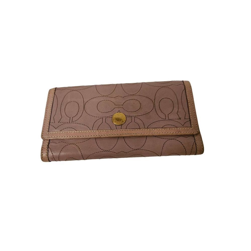 Coach, lilac trifold wallet.